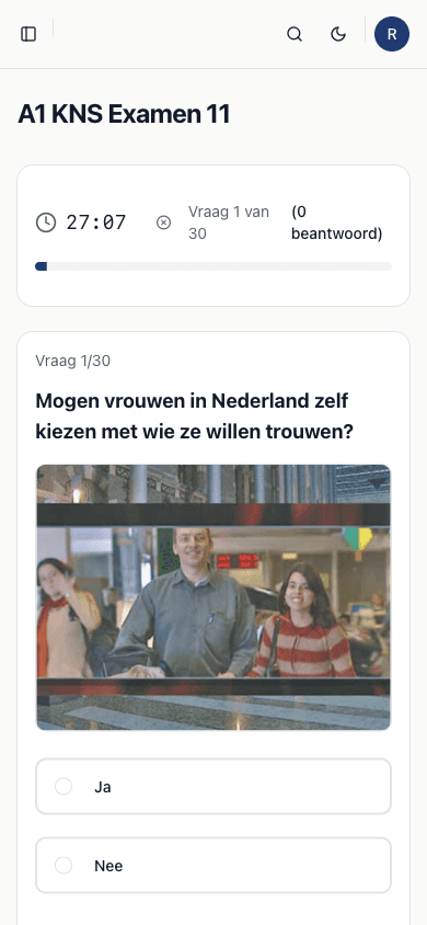 Echte mobiele screenshot van A1 KNS Examen 11 in Inburgify
